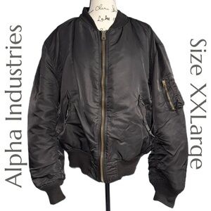 Alpha Industries MA‑1 Bomber - Black Nylon with Orange Lining - Size XXLarge